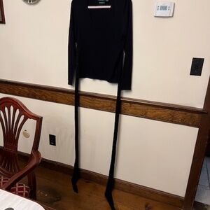 lauren ralph lauren black 85% silk 15% cashmere v neck wrap sweater L